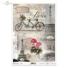 retro, background, vintage, everything retro, architecture, Paris, Paris, Eifel Tower, flowers, signboard, bicycle, tandem, bicycle for two, bouquet, flowers